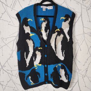 Raphels Penguins Ramie Cotton Hand Knit Sweater Vest